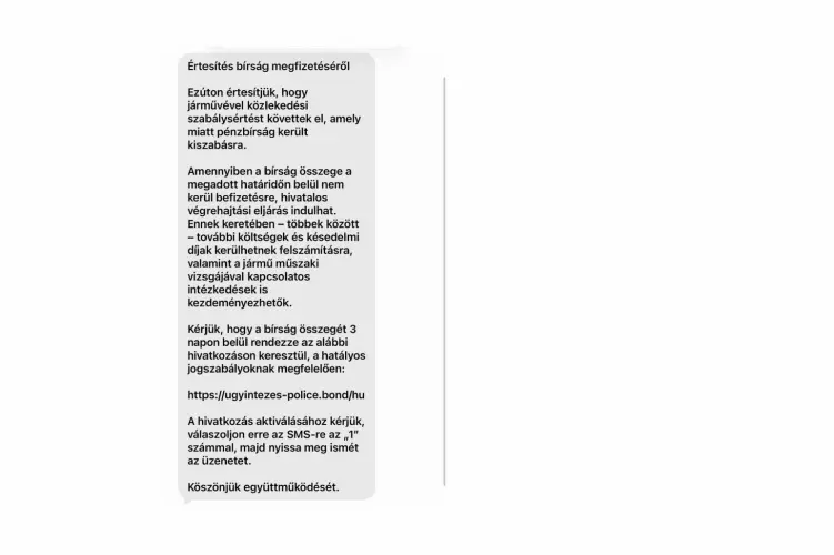 FIGYELEM! A rendőrség nem SMS-ben küldi a büntetést, ne dőlj be neki!
