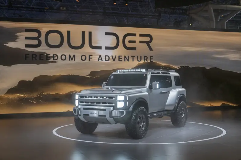 Hyundai Boulder Concept oldalnézet robusztus karosszériával a New York Motor Show bemutatóján.